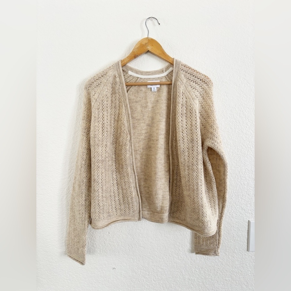 Croft & Barrow Tan Cardigan Sweater Open Front shimmer